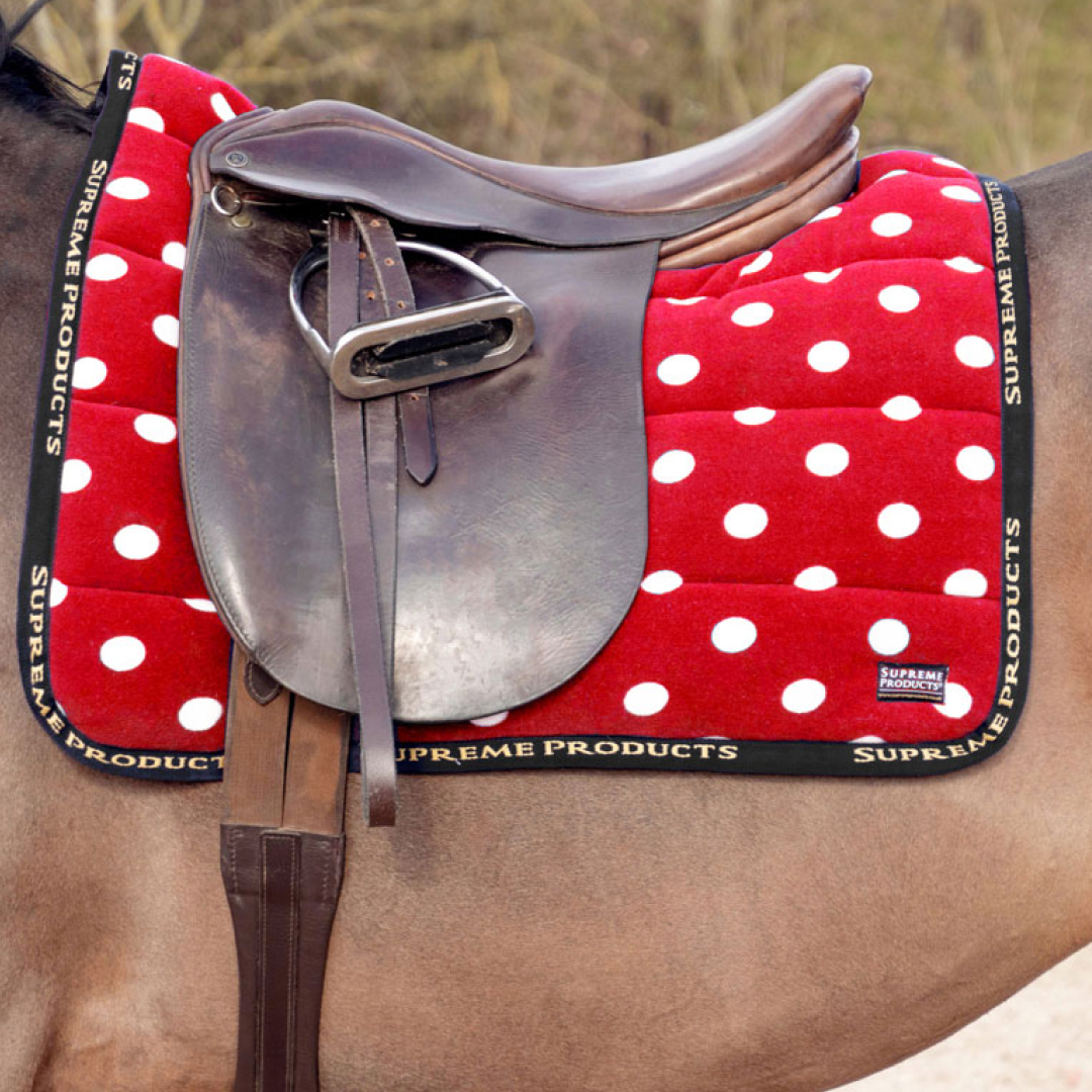 Supreme Products Dotty Fleece Saddle Pad #colour_rosette-red