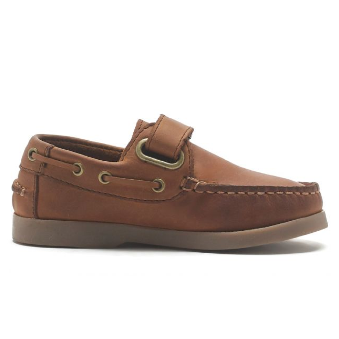 Chatham Oliver Kids Velcro Boat Shoes#colour_tan