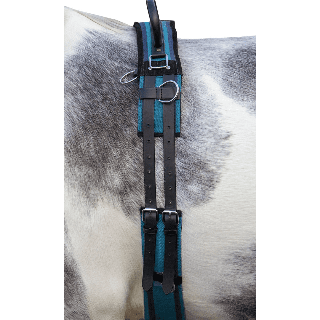 HKM Canvas Lunge Roller With Handle #colour_navy-sky-blue