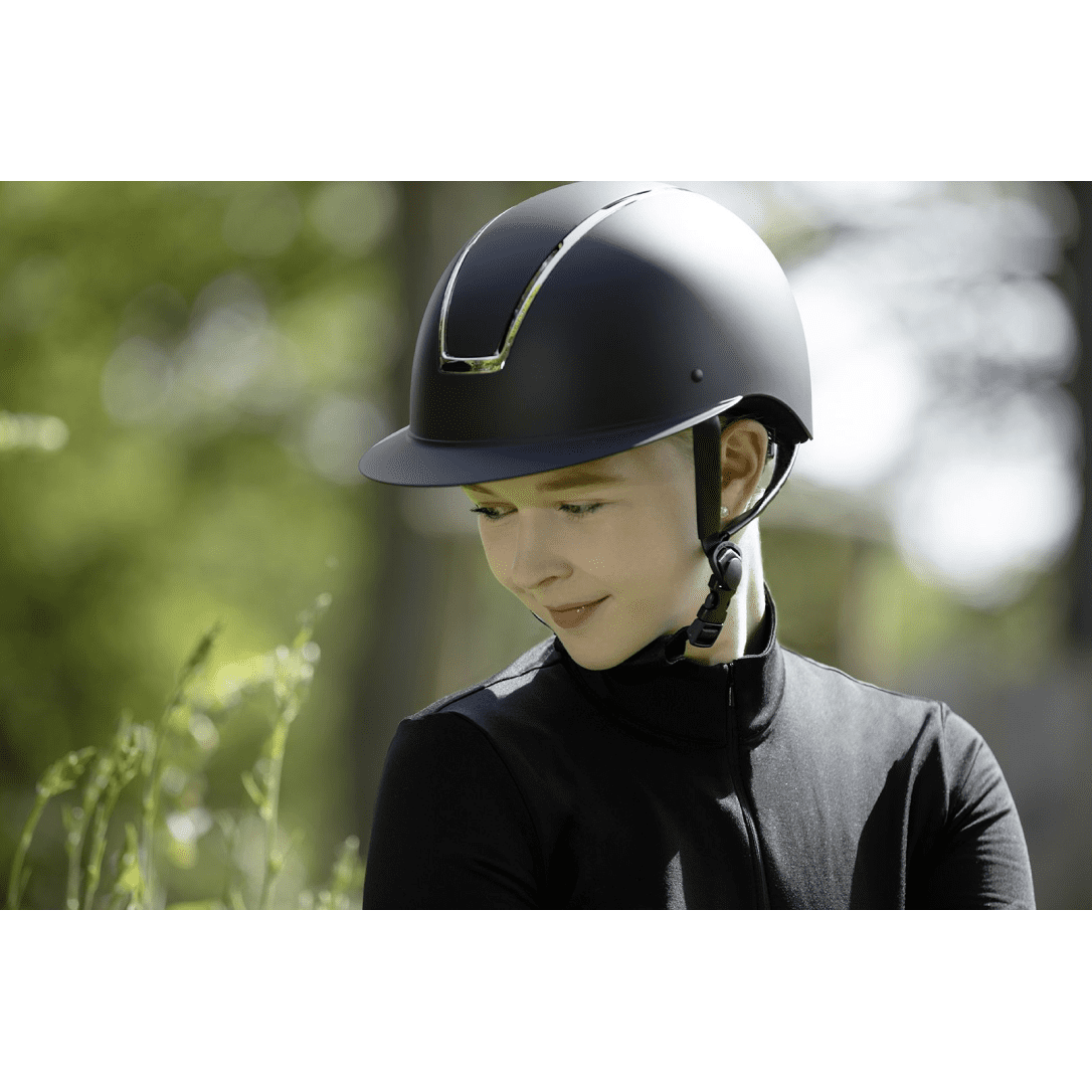 HKM Lady Shield Riding Helmet #colour_deep-blue-shiny-silver