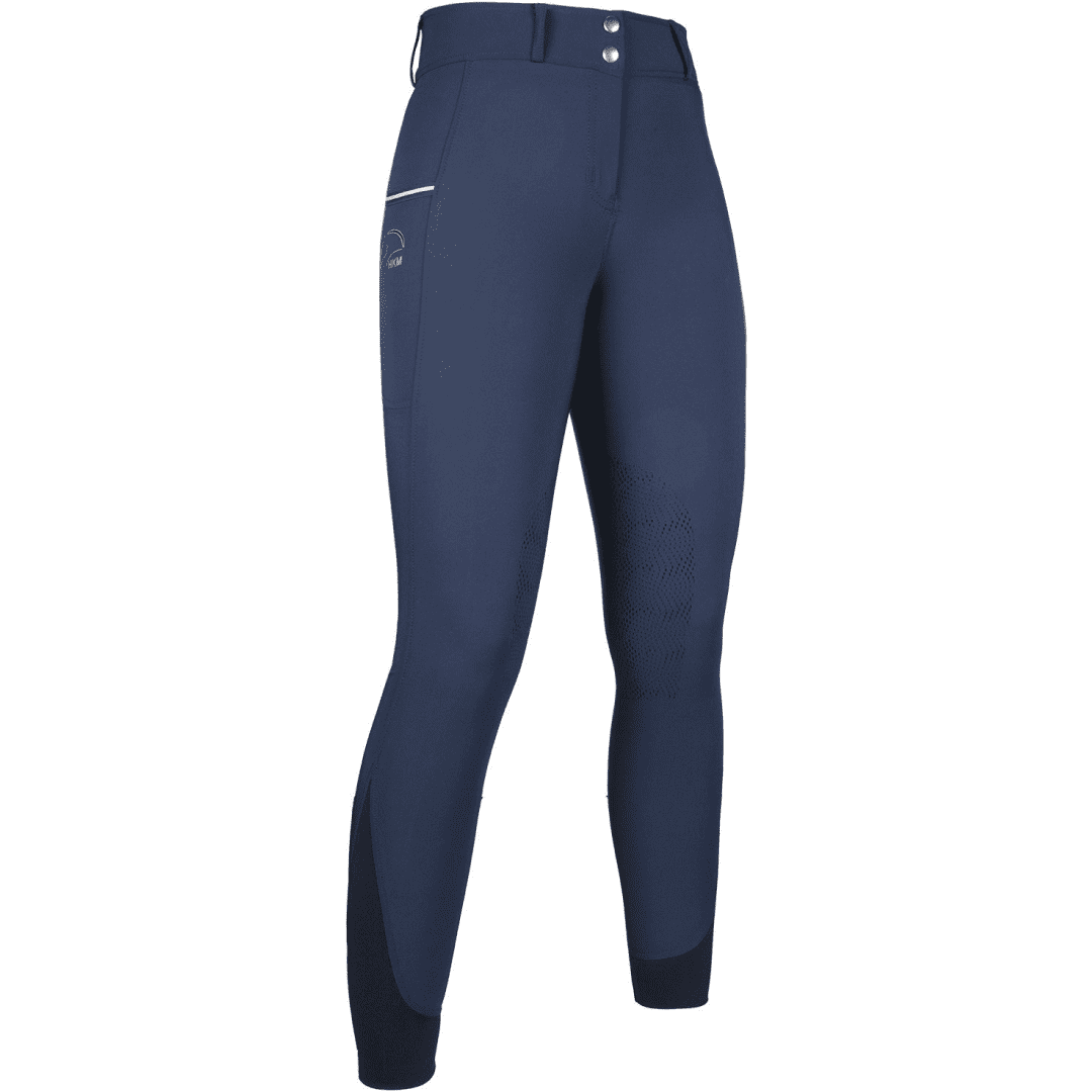 12806 HKM Women's Riding Breeches Silicone Knee Patch Dark Nature Tan