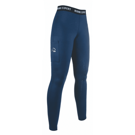 HKM Graz Style Silicone Full Seat Riding Leggings #colour_deep-blue