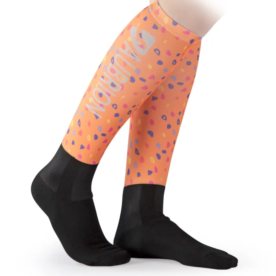 Shires Aubrion Hyde Maids Park Socks #colour_orange-spot