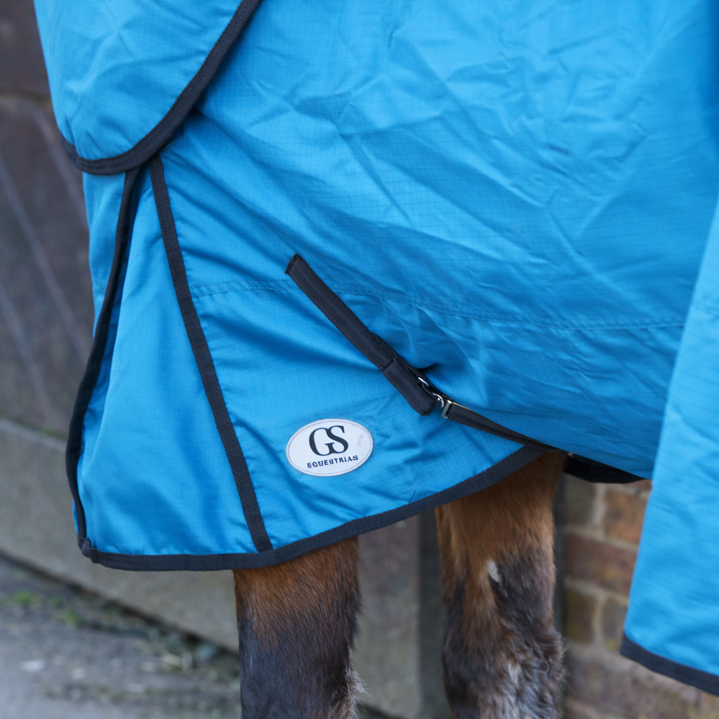 GS Equestrian 100g Detachable Neck Turnout Rug #colour_teal-black