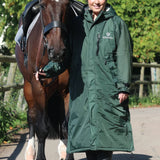 EQUIDRY Women's Thick Fleece Evolution Fixed Hood #colour_black-forest-green-cream