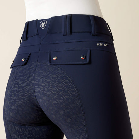 Ariat Women's Tri Factor Grip Full Seat Breech - White - Navy Eclipse