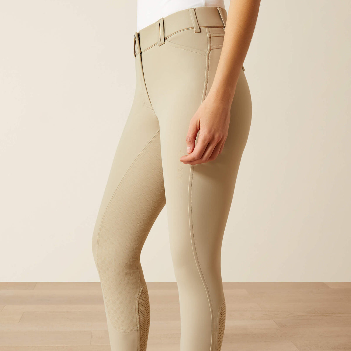 Ariat Women's Tri Factor Grip Full Seat Breech - White - Olympia Tan
