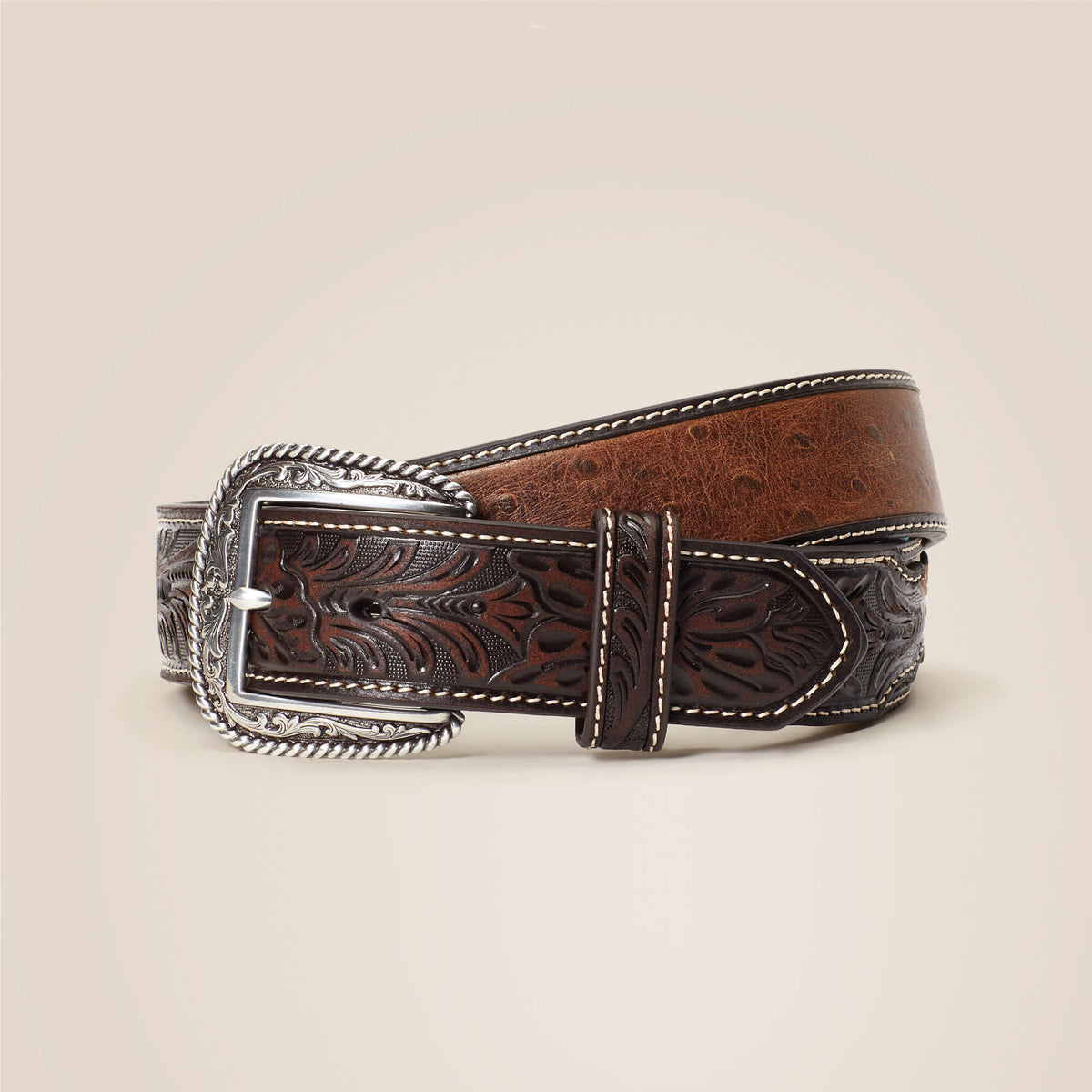 Ariat Men's 1.5" Ostrich Tooled Belt