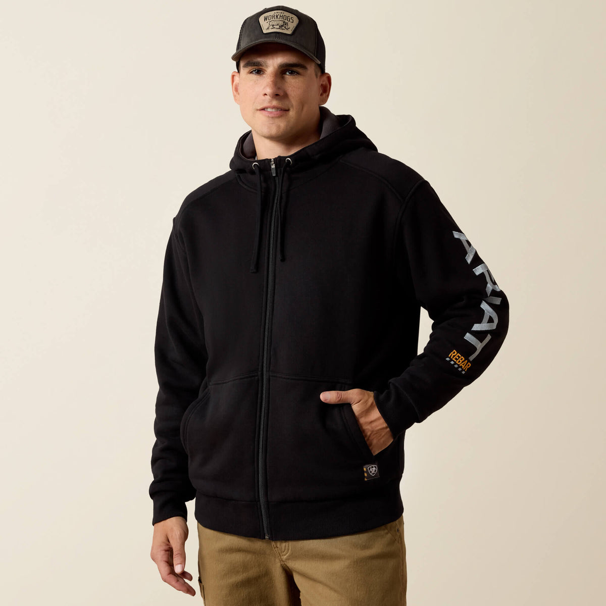 Ariat Men's Rebar All-Weather Full Zip Hoodie - Black
