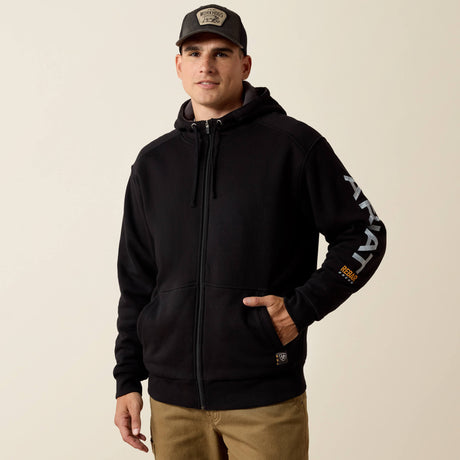 Ariat Men's Rebar All-Weather Full Zip Hoodie - Black