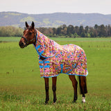 Saxon Mesh Combo Neck #colour_technicolour-horses-print