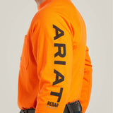 Ariat Men's Rebar Cotton Strong Graphic Long Sleeves T-Shirt - Safety Orange/Black
