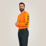 Ariat Men's Rebar Cotton Strong Graphic Long Sleeves T-Shirt - Safety Orange/Black
