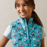 Ariat Youth Bella Insulated Reversible Vest - Mosaic Blue/Aqua Foam Herd Pri