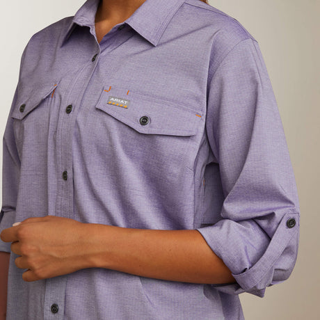 Ariat Women's Rebar Made Tough VentTEK DuraStretch Work Shirt - Corsican Blue Heather