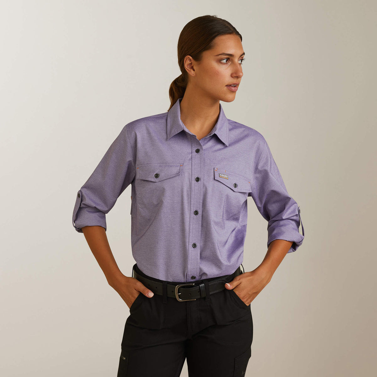 Ariat Women's Rebar Made Tough VentTEK DuraStretch Work Shirt - Corsican Blue Heather