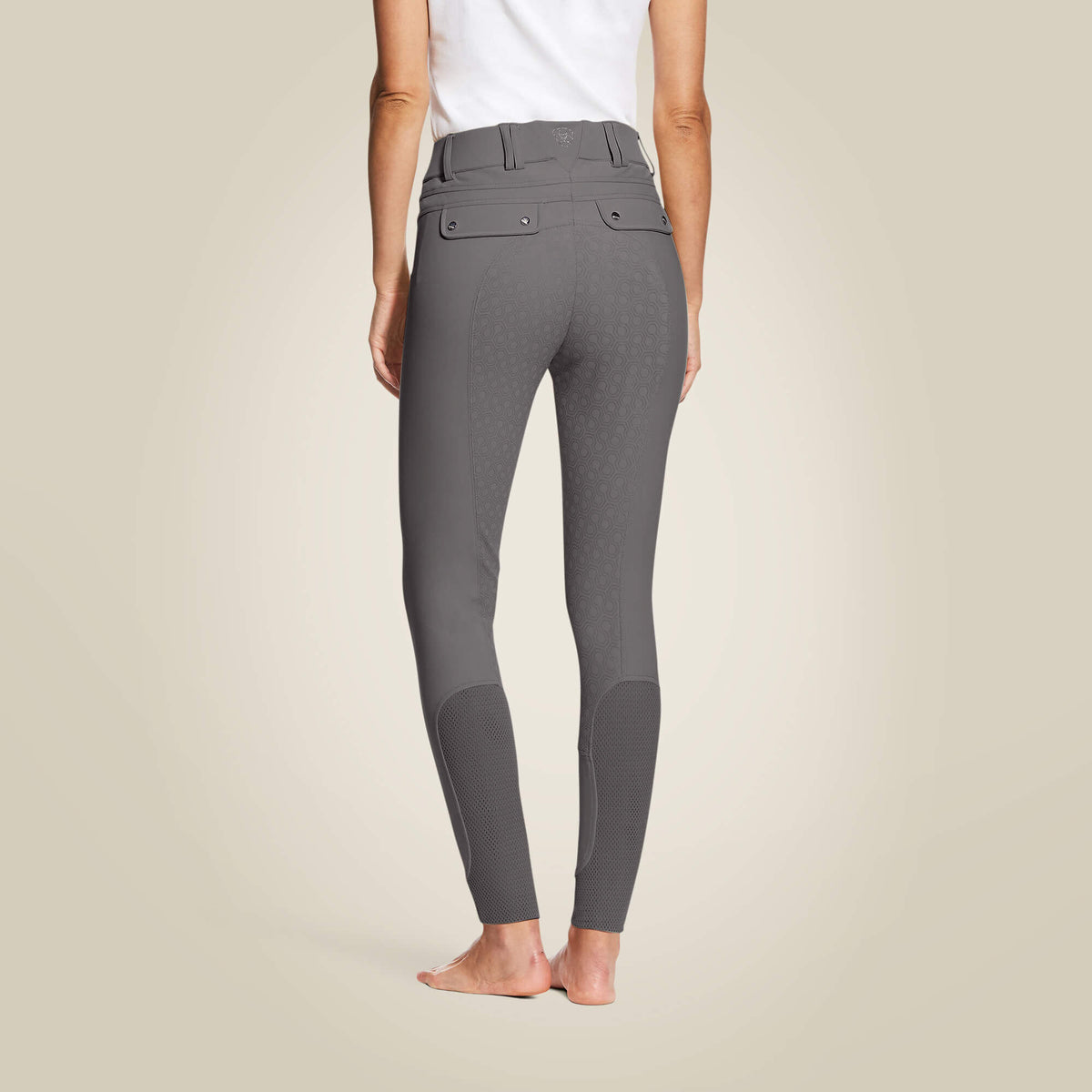 Ariat Women's Tri Factor Grip Full Seat Breech - White - Plum Grey