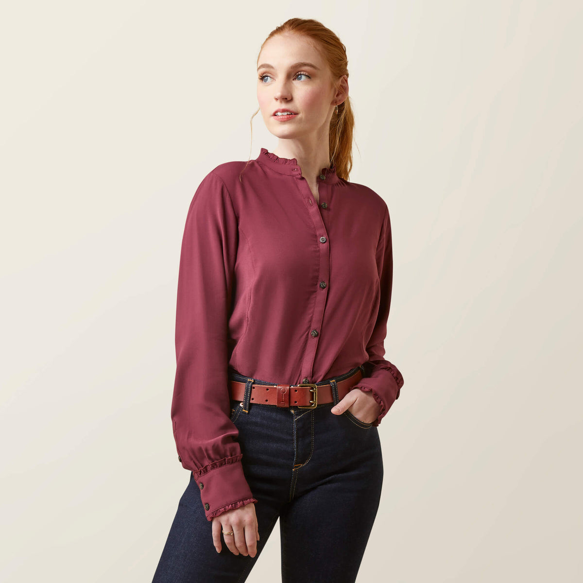 Ariat Women's Clarion Long Sleeve Blouse - Tawny Port