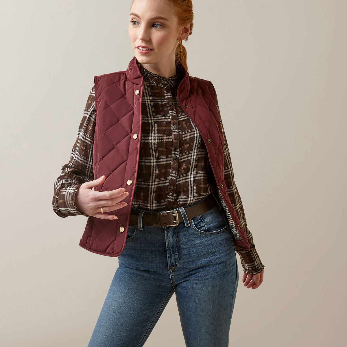 Ariat Women's Woodside Vest - Navy - Tawny Port