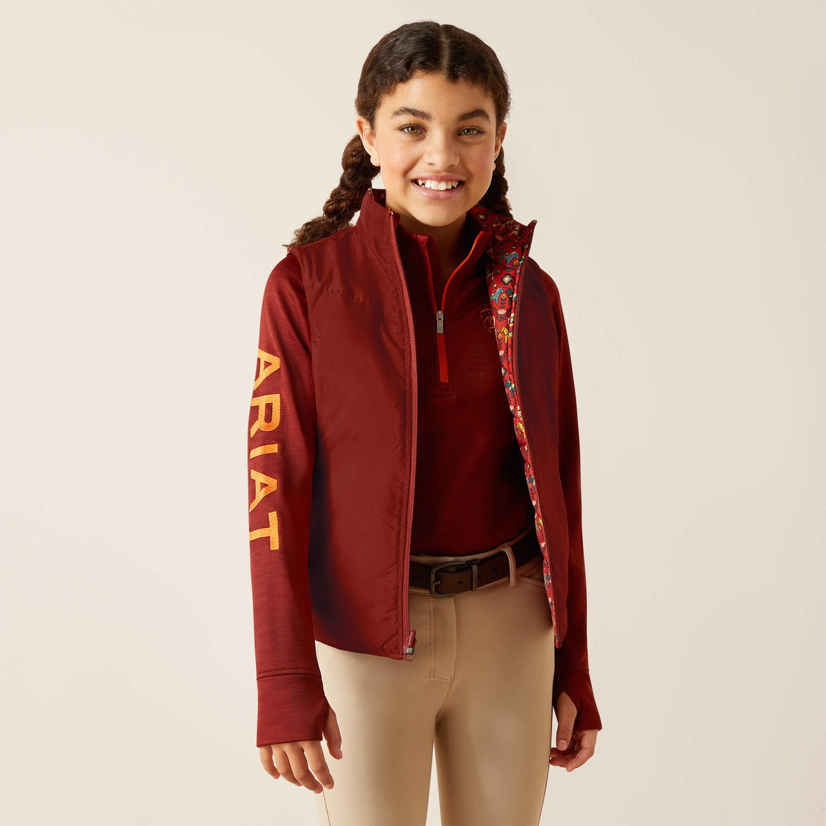 Ariat Youth Bella Insulated Reversible Vest - Dala Horse/Fired Brick