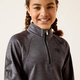 Ariat Youth TEK Team 1/2 Zip Sweatshirt - Navy Heather - Ebony Grey