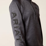 Ariat Youth TEK Team 1/2 Zip Sweatshirt - Navy Heather - Ebony Grey