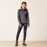 Ariat Youth TEK Team 1/2 Zip Sweatshirt - Navy Heather - Ebony Grey