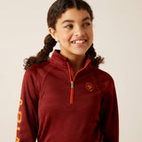 Ariat Youth TEK Team 1/2 Zip Sweatshirt - Navy Heather - Fired Brick