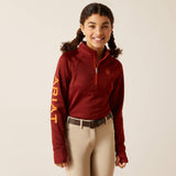 Ariat Youth TEK Team 1/2 Zip Sweatshirt - Navy Heather - Fired Brick