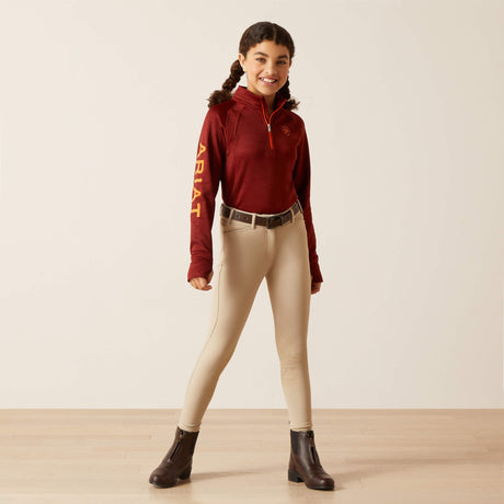 Ariat Youth TEK Team 1/2 Zip Sweatshirt - Navy Heather - Fired Brick