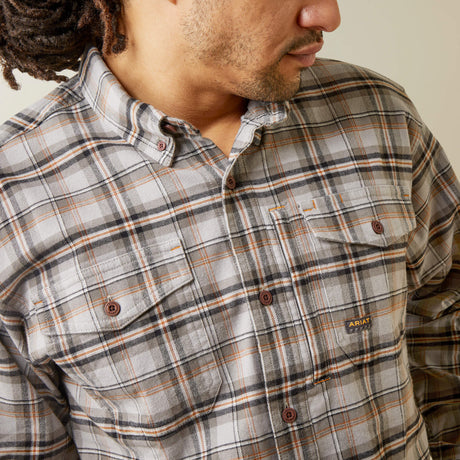 Ariat Men's Rebar Flannel DuraStretch Long Sleeve Work Shirt - Alloy Plaid