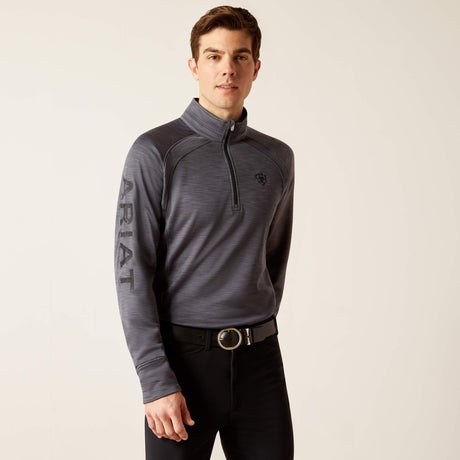Ariat Men's Tek Team 1/2 Zip Sweatshirt - Navy Heather - Ebony Grey