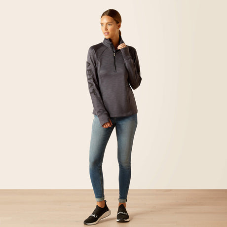 Ariat Women's Tek Team 1/2 Zip Sweatshirt - Navy Heather - Ebony Grey