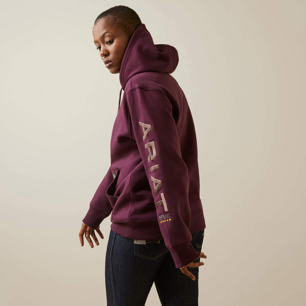 Ariat Women's Rebar Workman Graphic Hoodie - Potent Purple/Peppercorn