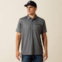 Ariat Men's Rebar Foreman Short Sleeves Polo Shirt - Navy - Charcoal Heather