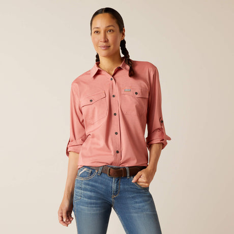 Ariat Women's Rebar Made Tough VentTEK DuraStretch Work Shirt - Jester Red Heather