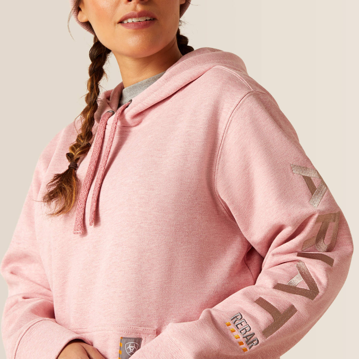 Ariat Women's Rebar Workman Graphic Hoodie - Mauveglow Heather/Antler