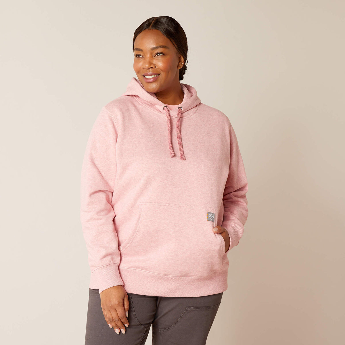 Ariat Women's Rebar Workman Graphic Hoodie - Mauveglow Heather/Antler