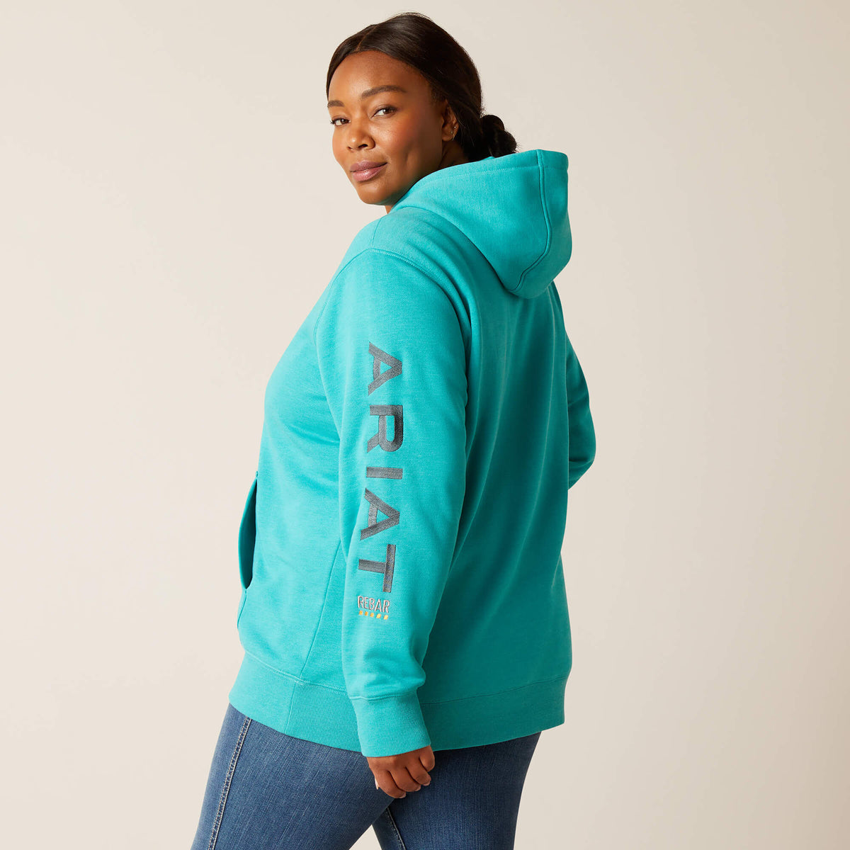 Ariat Women's Rebar Workman Graphic Hoodie - Latigo Bay Heather/Dark Slate