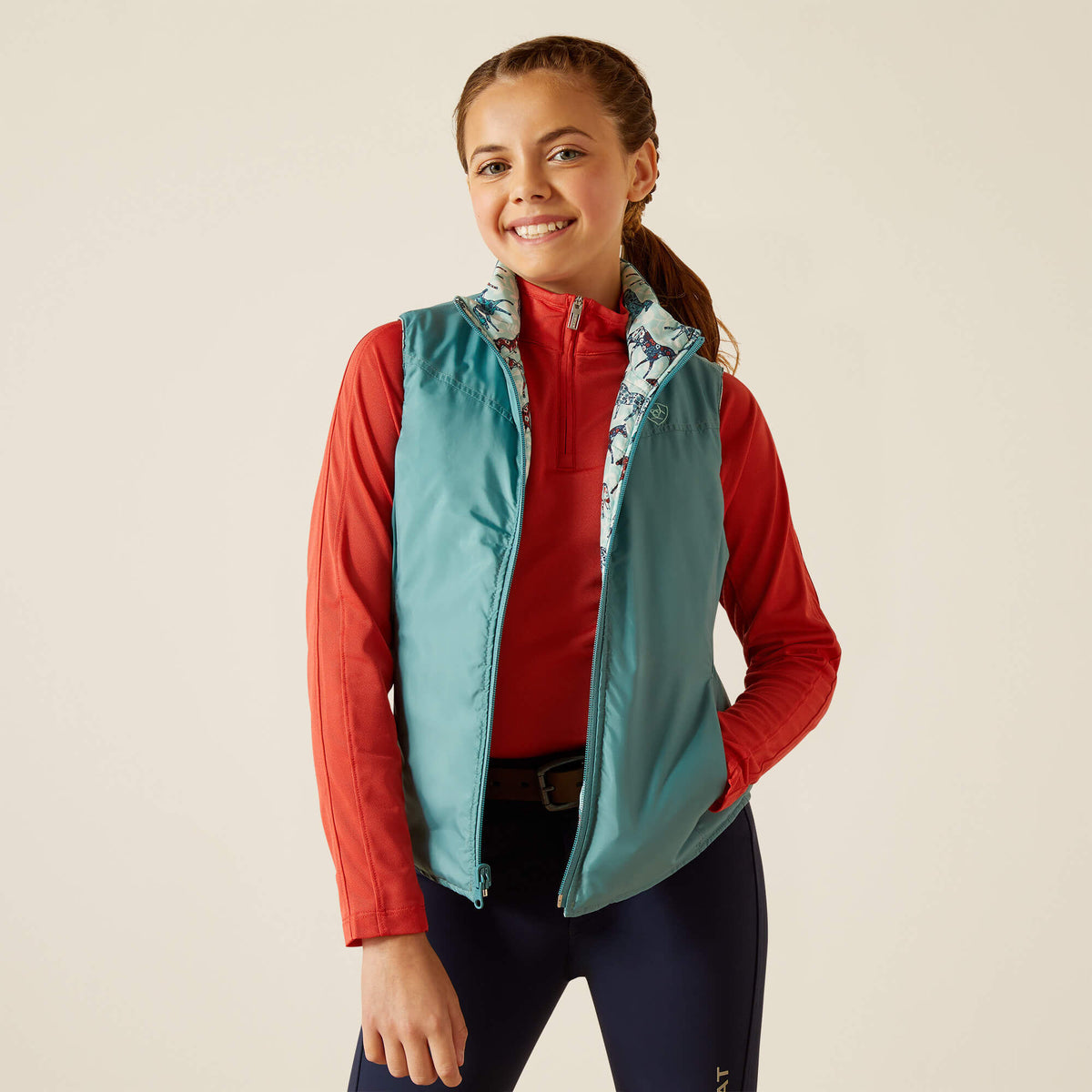 Ariat Youth Bella Insulated Reversible Vest - Painted Ponies/Brittany Blue
