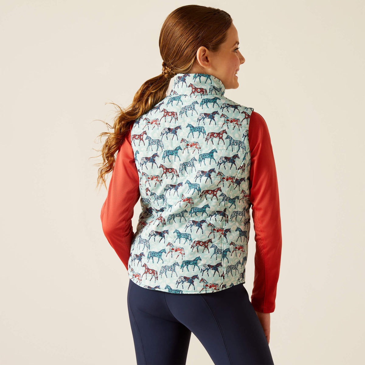 Ariat Youth Bella Insulated Reversible Vest - Painted Ponies/Brittany Blue