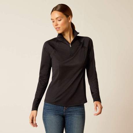 Ariat Women's Sunstopper 3.0 1/4 Zip Baselayer - Black