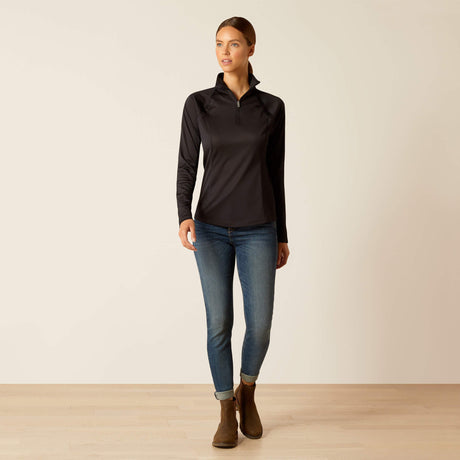 Ariat Women's Sunstopper 3.0 1/4 Zip Baselayer - Black