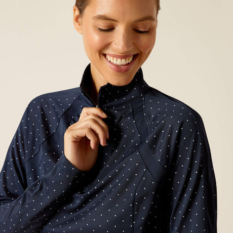 Ariat Women's Sunstopper 3.0 1/4 Zip Baselayer - Navy Dot