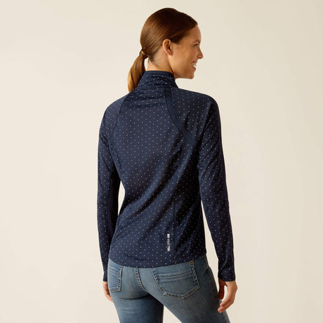 Ariat Women's Sunstopper 3.0 1/4 Zip Baselayer - Navy Dot