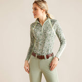 Ariat Women's Sunstopper 3.0 1/4 Zip Baselayer - Green Baroque