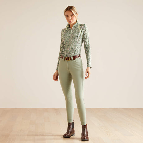 Ariat Women's Sunstopper 3.0 1/4 Zip Baselayer - Green Baroque
