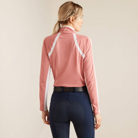 Ariat Women's Sunstopper 3.0 1/4 Zip Baselayer - Slate Rose Dot