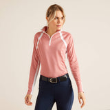 Ariat Women's Sunstopper 3.0 1/4 Zip Baselayer - Slate Rose Dot