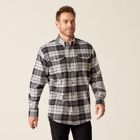 Ariat Men's Rebar Flannel DuraStretch Long Sleeve Work Shirt - Charcoal Grey